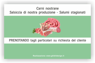 Ghibli Design - Biglietto personalizzabile,  #2126 - indietro - macelleria macellaio salumeria polleria carne carni vitello maiale tagli verde