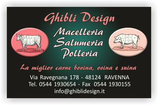 Ghibli Design - Biglietto personalizzabile,  #2127 - fronte - 3388, 2127, macelleria, macellaio, salumeria, polleria, carne, carni, vitello, maiale, tagli, verde, scuro, nero,