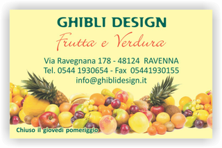 Ghibli Design - Biglietto personalizzabile,  #2132 - fronte - 3319, 2132, frutta esotica fresca verdura fruttivendolo mele ananas cocco meloni giallo