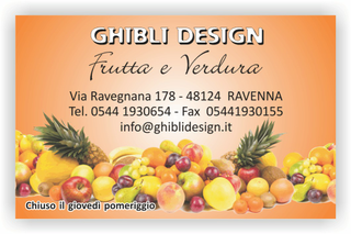 Ghibli Design - Biglietto personalizzabile,  #2136 - fronte - frutta esotica fresca verdura fruttivendolo mele ananas cocco meloni arancione