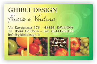 Ghibli Design - Biglietto personalizzabile,  #2138 - fronte - frutta verdura fruttivendolo mele uva fragole broccoli pomodoro peperone verde giallo
