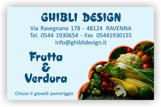 Ghibli Design - Biglietto personalizzabile,  #2143 - fronte - azzurro, catalogo, cavolo, fragole, frutta, fruttivendolo, funghi, verdura