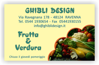 Ghibli Design - Biglietto personalizzabile,  #2144 - fronte - frutta verdura fruttivendolo cavolo funghi fragole giallino