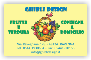 Ghibli Design - Biglietto personalizzabile,  #2147 - fronte - frutta verdura fruttivendolo cesto disegno giallo