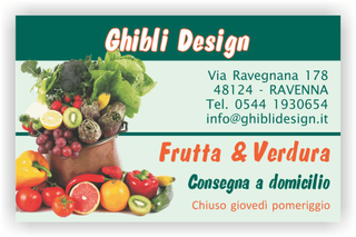 Ghibli Design - Biglietto personalizzabile,  #2153 - fronte - frutta verdura fruttivendolo carciofi arancia pomodori insalata verde