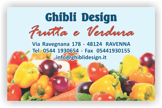 Ghibli Design - Biglietto personalizzabile,  #2158 - fronte - frutta verdura fruttivendolo cipolle peperoni carote azzurro
