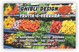 Ghibli Design - Biglietto personalizzabile,  #2161 - fronte - catalogo, frutta, fruttivendolo, melanzane, peperoni, pomodori, supermercato, verdura, zucchini