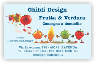 Ghibli Design - Biglietto personalizzabile,  #2169 - fronte - azzurro, catalogo, disegni, fresca, frutta, fruttivendolo, verdura