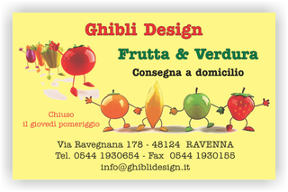 Ghibli Design - Biglietto personalizzabile,  #2171 - fronte - frutta verdura fresca fruttivendolo disegni giallo