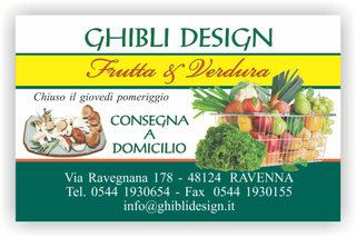 Ghibli Design - Biglietto personalizzabile,  #2174 - fronte - frutta verdura fresca fruttivendolo funghi porcini supermercato carrello cesto cestino giallo verde