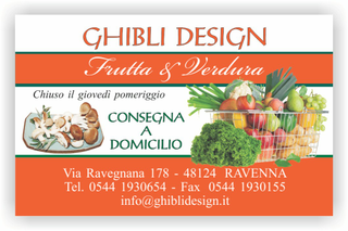 Ghibli Design - Biglietto personalizzabile,  #2175 - fronte - frutta verdura fresca fruttivendolo funghi porcini supermercato carrello cesto cestino arancione