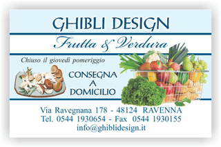 Ghibli Design - Biglietto personalizzabile,  #2176 - fronte - frutta verdura fresca fruttivendolo funghi porcini supermercato carrello cesto cestino azzurro
