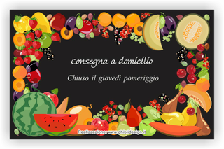 Ghibli Design - Biglietto personalizzabile,  #2178 - indietro - 3330, 2178, frutta esotica verdura fresca fruttivendolo disegno disegni scuro nero