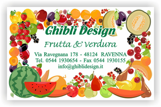 Ghibli Design - Biglietto personalizzabile,  #2180 - fronte - frutta esotica verdura fresca fruttivendolo disegno disegni 