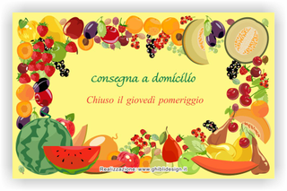 Ghibli Design - Biglietto personalizzabile,  #2181 - indietro - frutta esotica verdura fresca fruttivendolo disegno disegni giallo