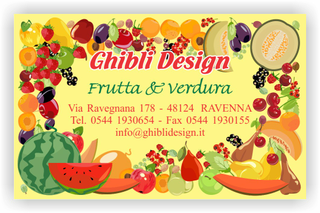 Ghibli Design - Biglietto personalizzabile,  #2181 - fronte - frutta esotica verdura fresca fruttivendolo disegno disegni giallo