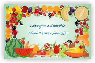 Ghibli Design - Biglietto personalizzabile,  #2183 - indietro - frutta esotica verdura fresca fruttivendolo disegno disegni verde