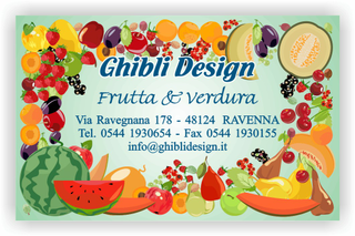 Ghibli Design - Biglietto personalizzabile,  #2183 - fronte - frutta esotica verdura fresca fruttivendolo disegno disegni verde