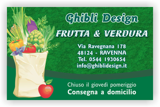 Ghibli Design - Biglietto personalizzabile,  #2184 - fronte - 3331, 2184, frutta verdura fresca fruttivendolo sacco spesa disegno verde