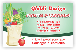 Ghibli Design - Biglietto personalizzabile,  #2186 - fronte - catalogo, disegno, fresca, frutta, fruttivendolo, sacco, spesa, verde, verdura