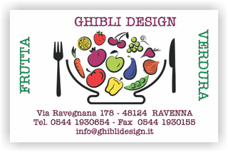 Ghibli Design - Biglietto personalizzabile,  #2191 - fronte - 3332a, 2191, frutta, verdura fresca, fruttivendolo, disegno, ciotola, insalata, vegetariano, ristorante, bianco,