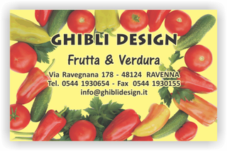 Ghibli Design - Biglietto personalizzabile,  #2198 - fronte - frutta verdura fresca fruttivendolo cornice peperoni pomodori  cetrioli giallo