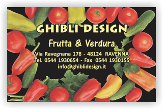 Ghibli Design - Biglietto personalizzabile,  #2199 - fronte - frutta verdura fresca fruttivendolo cornice peperoni pomodori  cetrioli nero