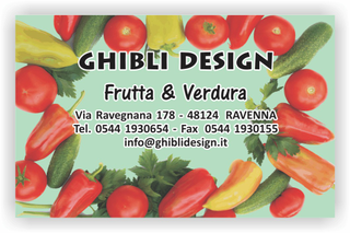 Ghibli Design - Biglietto personalizzabile,  #2200 - fronte - frutta verdura fresca fruttivendolo cornice peperoni pomodori  cetrioli verde