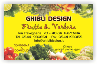 Ghibli Design - Biglietto personalizzabile,  #2203 - fronte - frutta verdura fresca fruttivendolo giallo