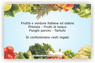 Ghibli Design - Biglietto personalizzabile,  #2204 - indietro - frutta verdura fresca fruttivendolo azzurro