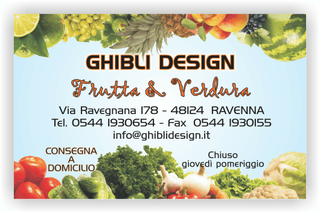 Ghibli Design - Biglietto personalizzabile,  #2204 - fronte - frutta verdura fresca fruttivendolo azzurro