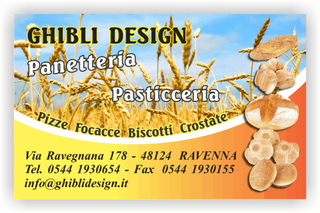 Ghibli Design - Biglietto personalizzabile,  #2214 - fronte - 3499, 2214, pane, panetteria, forno, panini, grano, spighe, campo, fornaio, azzurro, giallo, arancione