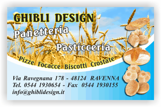 Ghibli Design - Biglietto personalizzabile,  #2215 - fronte - pane, panetteria, forno, panini, grano, spighe, campo, fornaio, azzurro