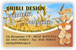 Ghibli Design - Biglietto personalizzabile,  #2218 - fronte - pane, panetteria, forno, panini, grano, spighe, campo, fornaio, azzurro, marrone