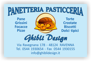 Ghibli Design - Biglietto personalizzabile,  #2220 - fronte - panetteria, pasticceria, forno, fornaio, panettiere, pasticcere, pane, azzurro