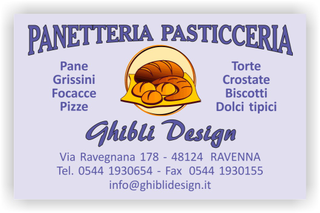 Ghibli Design - Biglietto personalizzabile,  #2221 - fronte - panetteria pasticceria forno fornaio panettiere pasticcere pane lilla viola