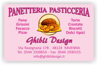 Ghibli Design - Biglietto personalizzabile,  #2222 - fronte - panetteria pasticceria forno fornaio panettiere pasticcere pane rosa