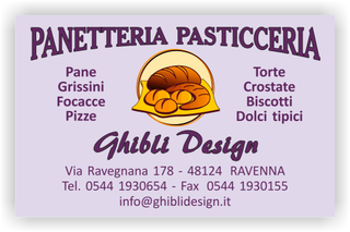Ghibli Design - Biglietto personalizzabile,  #2225 - fronte - panetteria pasticceria forno fornaio panettiere pasticcere pane lilla