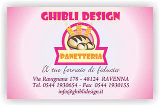 Ghibli Design - Biglietto personalizzabile,  #2240 - fronte - pane panetteria panettiere forno fornaio spighe grano rosa fuxia