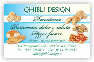 Ghibli Design - Biglietto personalizzabile,  #2252 - fronte - pane panetteria panettiere forno fornaio pasticceria pizze focacce biscotti azzurro