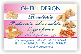Ghibli Design - Biglietto personalizzabile,  #2256 - fronte - pane panetteria panettiere forno fornaio pasticceria pizze focacce biscotti rosa