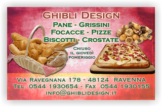 Ghibli Design - Biglietto personalizzabile,  #2259 - fronte - pane panetteria panettiere forno fornaio pizza pizzette biscotti pasticceria bordeaux rosa