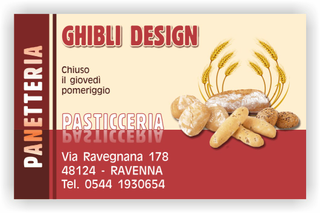 Ghibli Design - Biglietto personalizzabile,  #2266 - fronte - 3556, 2266, pane panetteria panettiere forno fornaio spighe grano rosa