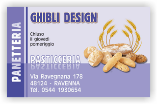 Ghibli Design - Biglietto personalizzabile,  #2268 - fronte - pane panetteria panettiere forno fornaio spighe grano lilla viola
