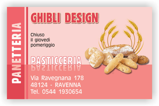 Ghibli Design - Biglietto personalizzabile,  #2270 - fronte - pane panetteria panettiere forno fornaio spighe grano rosa