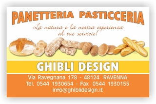 Ghibli Design - Biglietto personalizzabile,  #2281 - fronte - pane panetteria panettiere forno fornaio arancione giallo