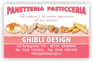 Ghibli Design - Biglietto personalizzabile,  #2283 - fronte - pane panetteria panettiere forno fornaio rosa