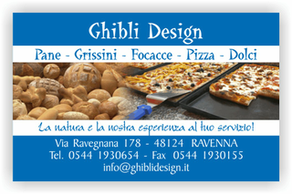 Ghibli Design - Biglietto personalizzabile,  #2288 - fronte - 3578, 2288, pane, panetteria, panettiere, forno, fornaio, pizza, focaccia, blu,