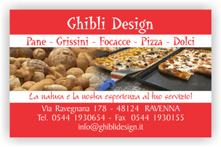 Ghibli Design - Biglietto personalizzabile,  #2290 - fronte - pane panetteria panettiere forno fornaio pizza focaccia rosso