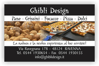 Ghibli Design - Biglietto personalizzabile,  #2293 - fronte - pane panetteria panettiere forno fornaio pizza focaccia nero